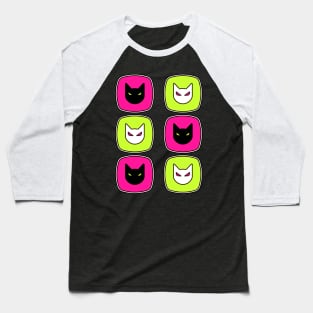 Cooly Colored Clever Cats Baseball T-Shirt